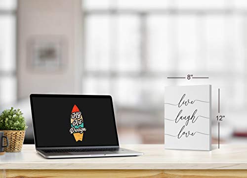 Live Laugh Love Quote Lettering Canvas Print White Background Black And White Canvas Wall Art Calligraphy Wall Art Home Decor Ready To Hang- Made In Usa- 12X8 Inches #TOP1