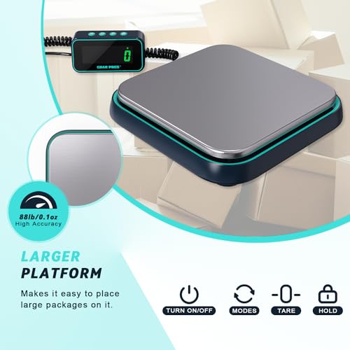 GRAM PRES Digitale Versandwaage, 86 lbs/0.1oz Hochpräzise Postwaage für Pakete mit Hold/Tara/getrennter LCD-Anzeige，Briefwaagen，Edelstahl-Postwaage，Paketwaage für Kleinunternehmen