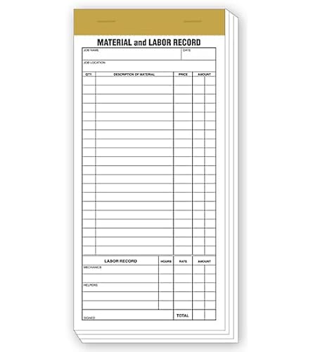 ABC Compact Material and Labor Records Book, Construction Project Documentation (1000)