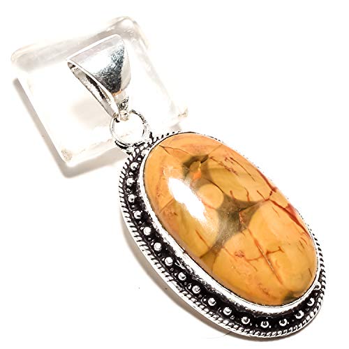 Pendentif en agate jaune fait main et argent 925 sterling d'exception