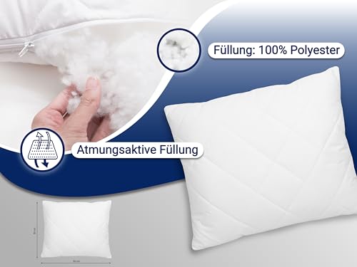 ZOLLNER 2er Set Kissen - Made in Europe – Polyesterfüllung - Bezug aus Mischgewebe - waschbar bis 95°C - 50x60 cm - Hotelqualität - Oeko Tex® Zertifiziert