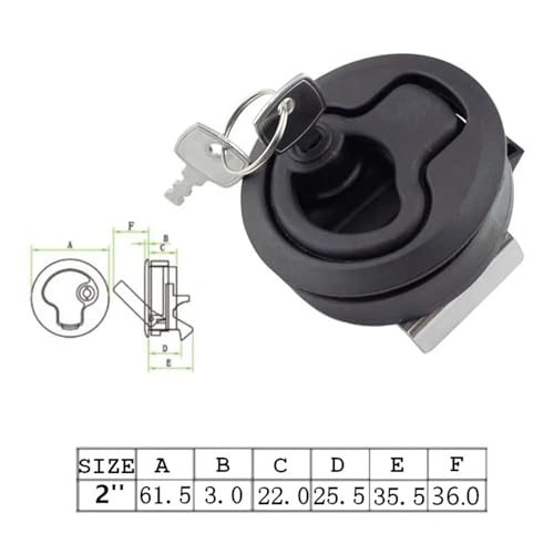 Loquet de levage rond noir de 2" étanche et verrouillable pour trappes de yacht - 4