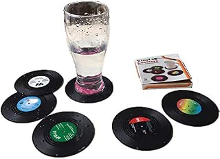 Tafeiya Personalised Set of 6 Retro CD Record Vinyl Anti-Heat/Slip Drinks Coasters for Coffee Tea Beer Mug Wine Glass BottleTabletop Protection from Water Marks & Damage Home and Bar