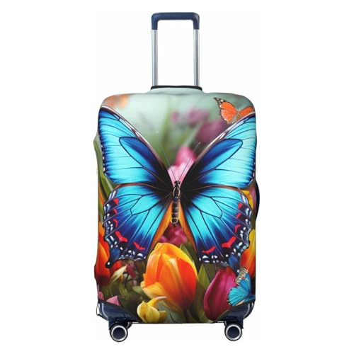 Travel Luggage Cover Fashion Suitcase Protector Colourful Butterfly and Floral Spandex Baggage Covers Washable Suitcase Covers Anti-Scratch Luggage Cover Protectors Fits 18-32 Inch Suitcases Medium