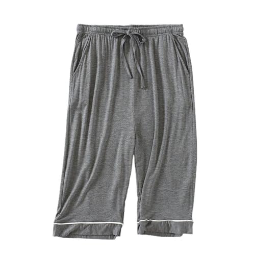Men's Pajama Pants Basic Capris Cozy Capri Pants Cropped Elastic Band Billowy Drawstring Home Fall Loungewear