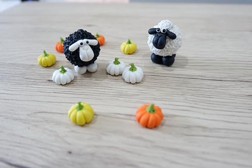 Figurines Mini Ovejas Decorativas de Arcilla Blanco y Negro miniatura 6