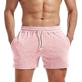 AIMPACT Mens Sweat Shorts 5 Inch Jogger Athletic Workout Shorts with Pockets(Pink L(3XL)
