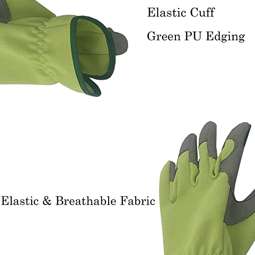 Gfhome Gardening Gloves For Women Men Medium, Abrasion Resistant Leather Garden Gloves Thorn Proof Breathable Womens Work Gloves Green, F0918 #TOP5