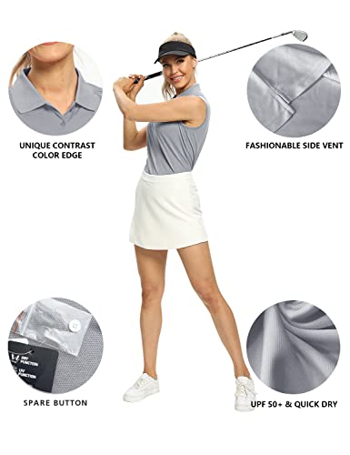 Hiverlay Women's Golf Polo T Shirts Lightweight Moisture Wicking Sleeveless Tank Tops Shirt Quick Dry Upf 50+Grey S #TOP1