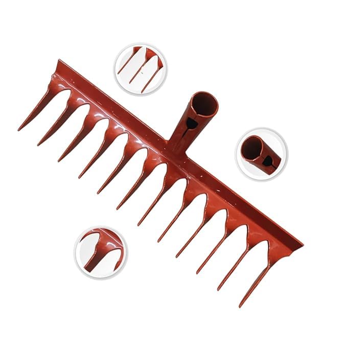 Leafypets Metal Head Without Handle 12-Teeth for losening Soil Gathering Leaf Leveling Land Agriculture Farming Gardening Tool for Quick Clean Lawn Garden Cultivator Tools Pack of 1. - Image 3 thumbnail