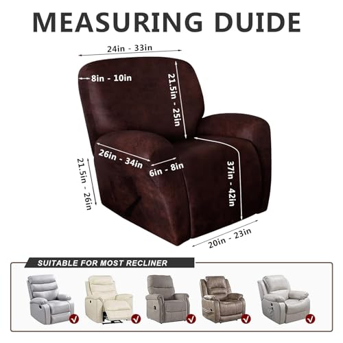 Image of molasofa Recliner Chair Covers 4-Pieces Leather Like Large Recliner Chairs Covers with Pocket Waterproof Non Slip Stretch Recliner Slipcover for Lazy Boy Recliner Chair Washable (Red)