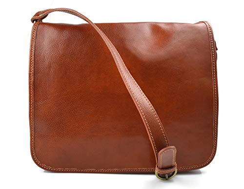 Sac messenger en cuir miel : la besace d'épaule haut de gamme pour homme moderne