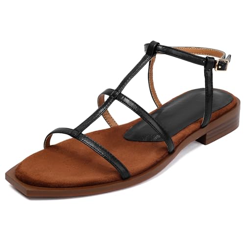 Women's Comfortable Low Heel Summer Open Toe Strappy Flat Gladiator Sandals