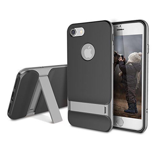 iPhone 7 Plus/Pro Case, ROCK [Royce] Dual Layer Case with Kickstand Drop Protection Hard PC and Soft TPU Case for iPhone 7 Plus/Pro (Grey)