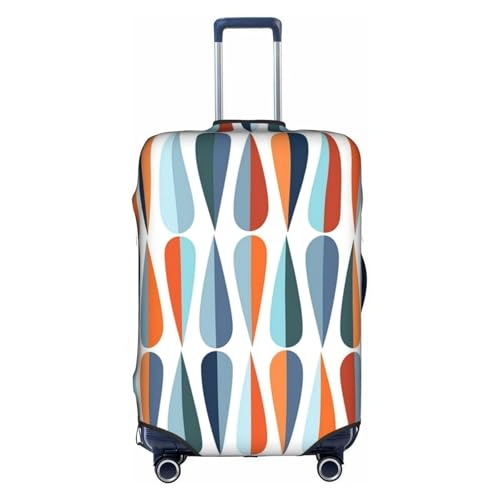 Mid Century Modern With Drop Shapes Printed Luggage Cover Elastic, Washable, Universal Fit 18-32 Inch Travel Suitcase Cover Easy To Identify