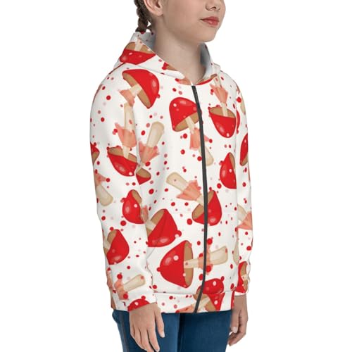 Cute Mushroom Kid Hoodies Boys Zip Up Sweatshirts Girls Pullover with Pocket4