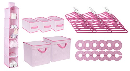 Image of Delta Children Nursery Storage 48 Piece Set - Easy Storage/Organization Solution - Keeps Bedroom, Nursery & Closet Clean, Barely Pink