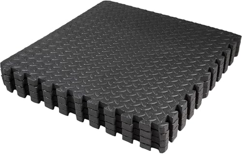 TechFit Alfombra de Gimnasio Puzzle de Espuma EVA, Juego de 12 Piezas 31,5 x 31,5 x 1 cm, Incluye 18 Bordes, Suelo de Goma Antideslizante para Tatami Gimnasio y Fitness