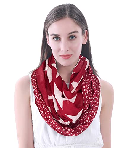 Lina & Lily Star Print Women's Infinity Loop Scarf Lightweight