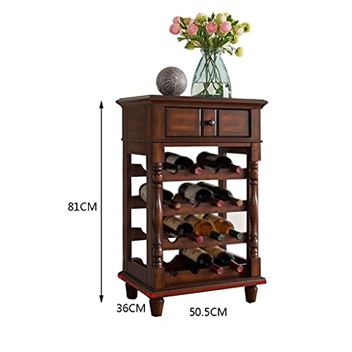Organizador para vino de madera marrón con cajón miniatura 2
