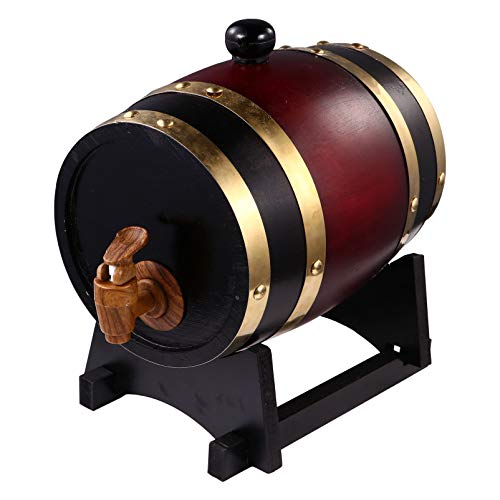 Cabilock 1.5l Oak Solid Wood Wine Vintage Barrels Beer Cask for Cooling Decorative Bar Accessory