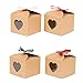 YuSang Kraft Boxes with Tags and Ribbons for Cake Candy Treat Holiday Party Birthday Homemade Favor 5x5x4 Inch (Pack of 16)