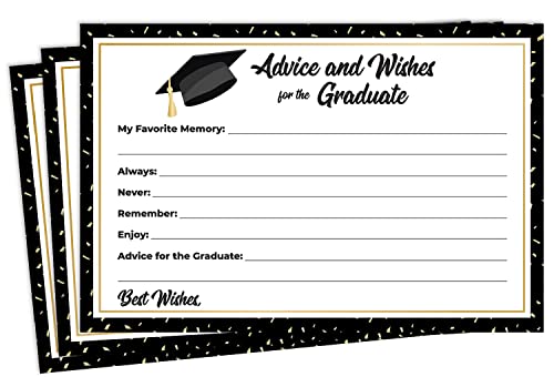 50 Graduation Share A Memory, Wishes Or Advice Cards For The Graduate -Party Games Activities Supplies Decorations Grad Celebration College, High School, University- Gold & Black 2023- Made In The Usa #TOP7