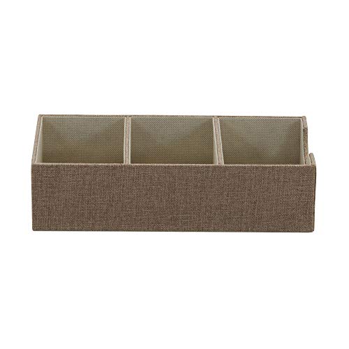 Image of Household Essentials Brown 722-1 Deep 3 Section Drawer Organizer Box for Storage | 12 in x 6.13 in x 3.13