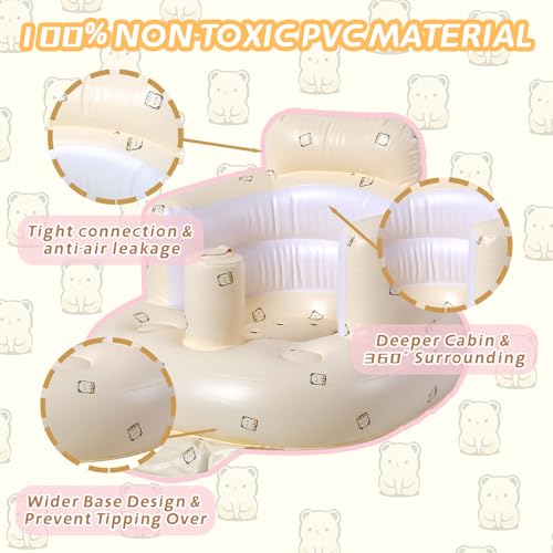Image of C‌oolcandy Inflatable Baby Seat for 3-36 Months, Toddler Baby Chair Built-in Air Pump, Supportive Sit-Up Chair, Portable & Load-Capable, Ideal for Learning sit, Feeding & Entertaining