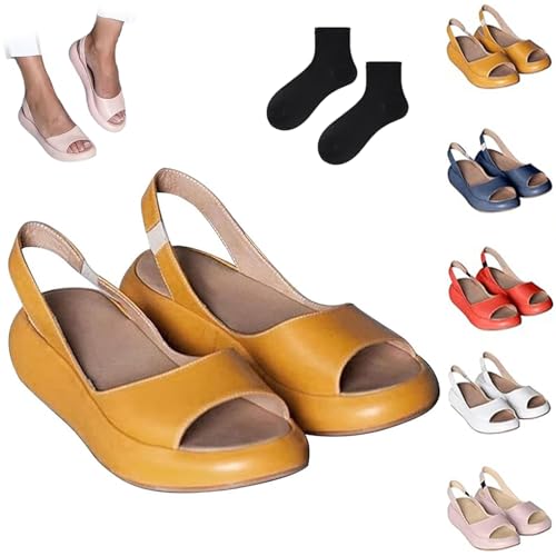 Yifare Sandals, Women's Comfy Casual Flat Sandals, Summer Non-slip Shock-Absorbing Sole Orthotic Insole for All Foot Shapes