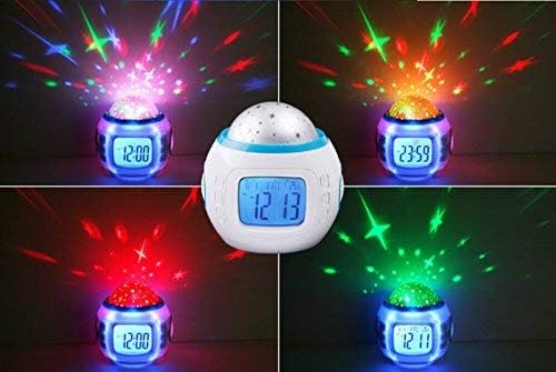 Miniatura 2 de Grandman Music Starry Star Sky Digital Led Projection Projector Alarm Clock Calendar Thermometer Horloge Reloj Despertador