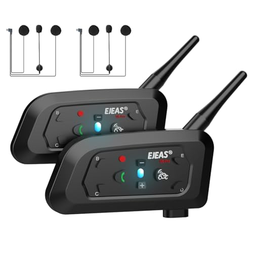 Novamente V6 Pro+ Motorcycle Helmet Bluetooth Intercom Headset, Up to 6 Riders 2-Way IP65 Waterproof Wireless Motorbike Communication System for Dirt Bike/ATV/Off Road, 2Packs