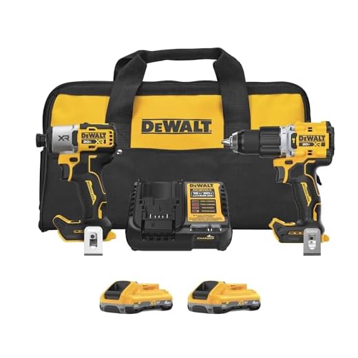DEWALT 20V MAX XR Impact Driver and Hammer Drill Cordless Power Tool Combo Kit, Includes 2x 4ah POWERPACK Batteries and a Charger (DCK250QQ2)