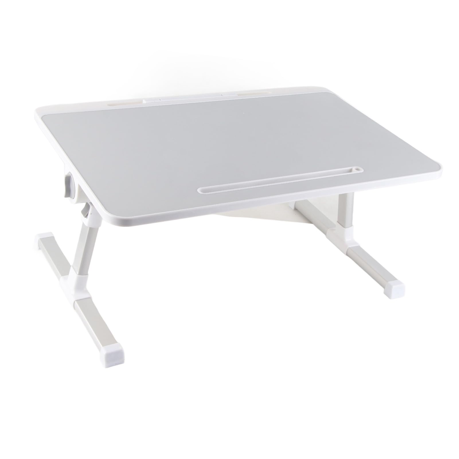 AMONIDA Mesa de Cama para Computadora Portátil con Patas Plegables para Escribir y Comer Portátil Aleación de Aluminio Ajustable 60x40cm (Gray)