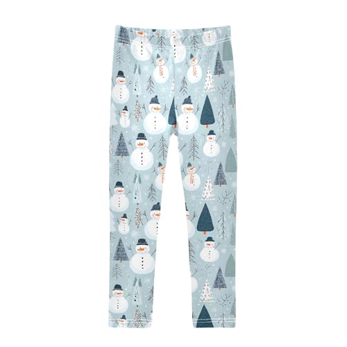 Girls' Athletic Leggings Ankle Length Yoga Dance Pants Kids Teen 4T Snowman Pine Conifer