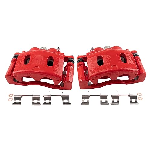 Image of TRQ Performance Front Driver and Passenger Side Brake Caliper Set Compatible with 05-06 Chevrolet Silverado 1500 with Rear Drum Brakes 07-08 Chevrolet Silverado 1500 07-08 Chevrolet Tahoe