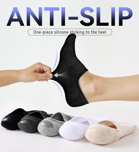 FITRELL No Show Socks Womens Cotton Cushioned Athletic Ankle Low Cut Invisible Non Slip Socks 5-8 Pairs3