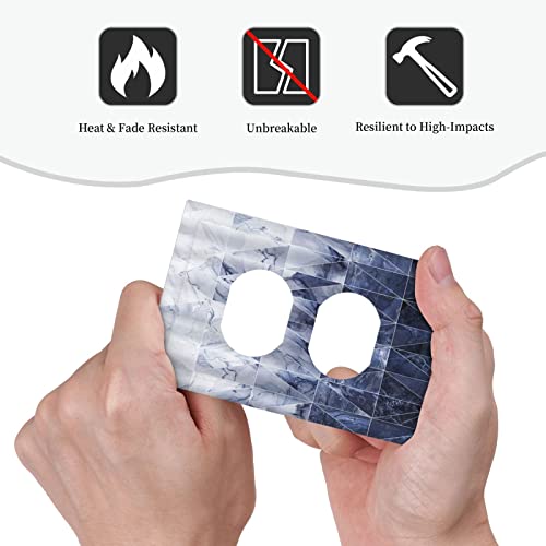 Navy Blue Marble 1 Gang Duplex Light Switch Cover Decorative Outlet Covers Wall Plate Electrical Faceplate Receptacle Home Switchplate For Bathroom Kitchen Decor #TOP5