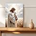FWAHREN Christian Jesus and Lamb Canvas Wall Art, Good Shepherd Religious Painting Artwork, Framed Biblical pictures Poster Print Wall Decor for Church Prayer Room Home Office, Wrapped Canvas 12x16in