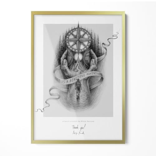 Generisch Goldfarbener Fotorahmen für die Wand - 70x100 cm Posterrahmen - Foto Rahmen Bilderrahmen