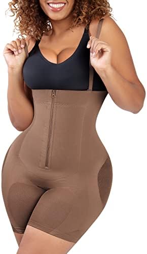 Popilush Seamless Shapewear for Women Mesh Butt Lifter Bodysuit Hight Waist Latex Firm Triple Control Body Shaper Fajas Thigh Slimmer Zipper