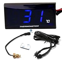 TOTMOX Universelles digitales LED-Motorradthermometer mit Sensor, Wassertemperaturanzeige 0-120 ℃ für Rennmotorrad-Scooter 12 V