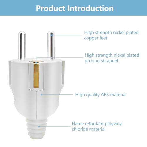 Schuko Stecker 3 Stück Stecker 250 V 10/16A mit Knickschutz, Schuko Stecker mit Zugentlastung, Wasserdicht Stromstecker Schutzkontaktstecker Schutzkontakt Stecker
