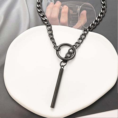 Heart O Ring Slip Chain Choker Necklace for Women Men Stainless Steel Cuban Chain Y-shape Necklaces Punk Rock Collar Adjustable Lariat Y Necklace Prom Necklaces Jewelry4