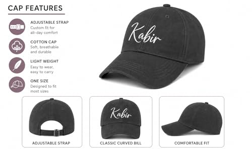 Image of AICA Personalised Name Cotton Cap for Men & Women � Black, Free Size | Gifts for Men & Women