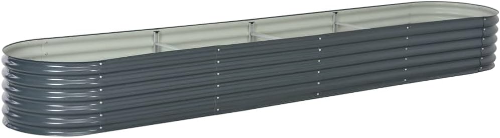 vidaXL Garden Raised Bed 157.5" Garden Outdoor Balcony Patio Planter Flower Vegetable Pot Box Planting Container Metal Galvanized Steel Gray