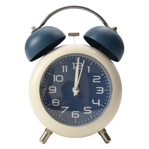 Gettimore Reloj despertador de doble campana, accesorios retroiluminados, funciona con pilas, repuesto de metal, color azul