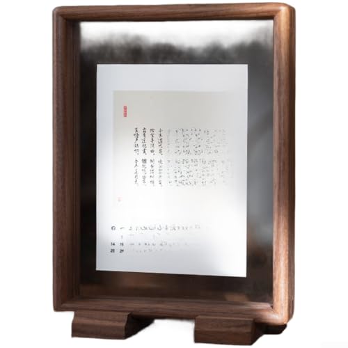 Cadre double face en bois massif en acrylique pour art chinois, calligraphie, peinture, affichage photo dans un décor moderne et minimaliste (teck-M)