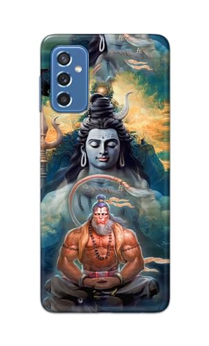 Image of Plastic Printfidaa Printed Hard Back Cover Case For Samsung Galaxy M52 5G Back Cover (Lord Shiva And Hanuma) -112, Multicolor