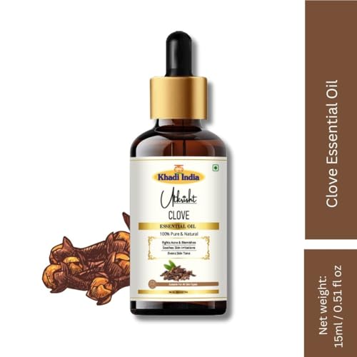 Image of Khadi Clove Essential Oil 15 ml | Pure & Natural Therapeutic Grade | For Teeth & Gums, Toothache Relief | Oil for Face | Skin & Hair Care | All Skin Types | Aromatherapy for Men & Women